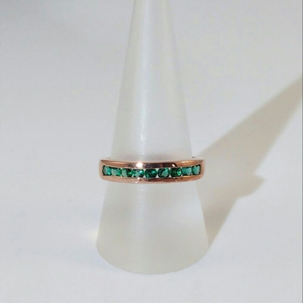 Emerald Ring in Rose Gold Plating Size 10-1/4